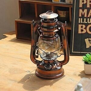 Vintage Retro Oil Lantern Camping Light Metal Glass Brown Decor 12" Handheld